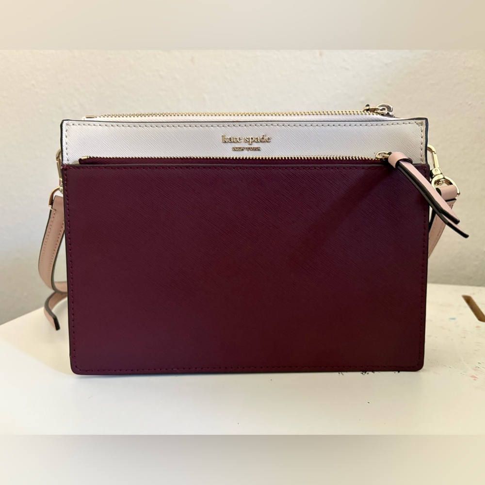 NWOT Kate Spade Burgundy and Cream Crossbody